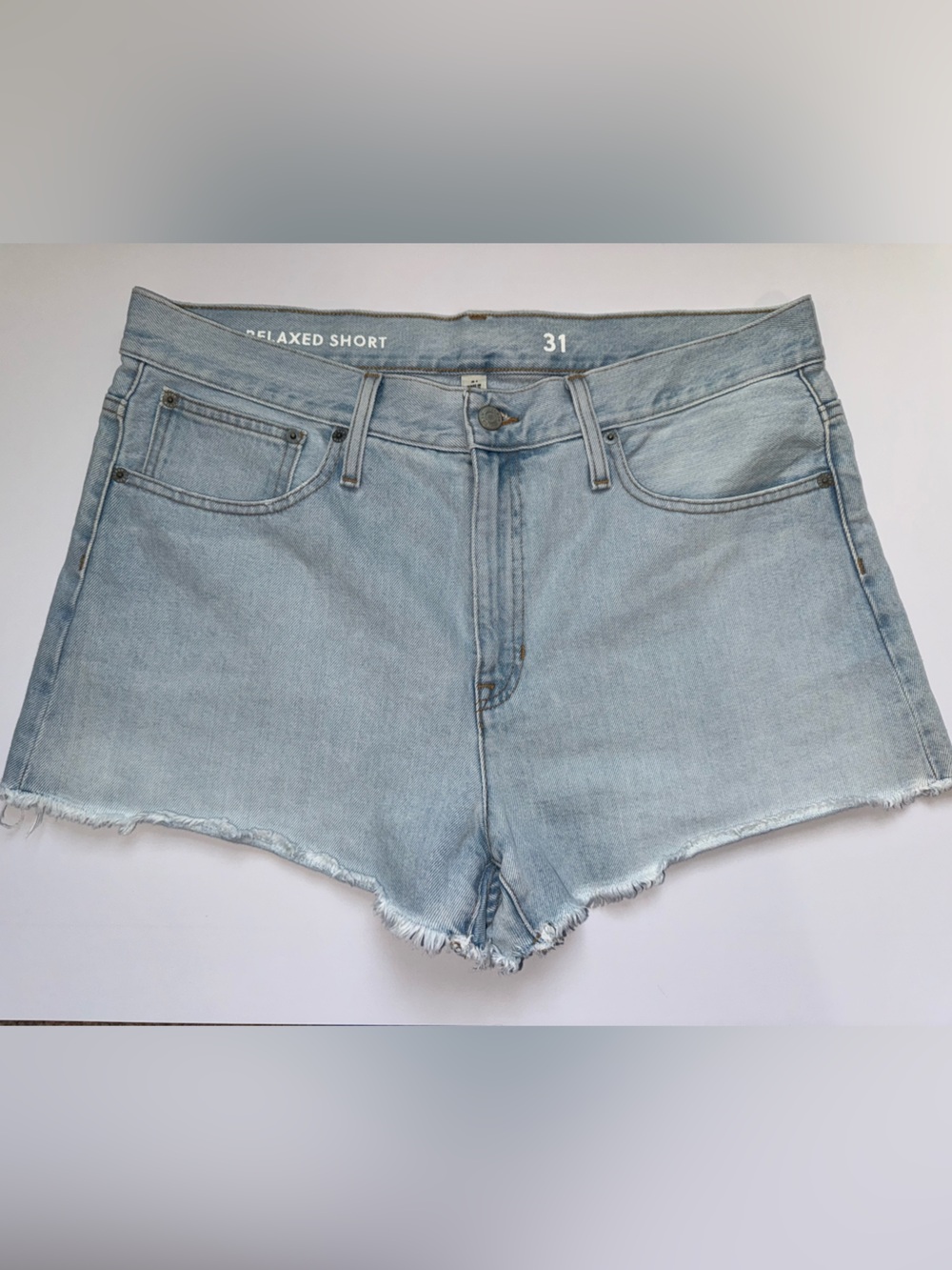 J.Crew Relaxed Denim Shorts Light Wash Raw Hem Size 31